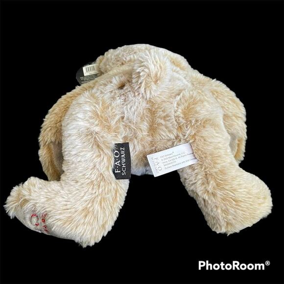 FAO SCHWARZ 9" Tan Stuffed Bear Plushie with Polka Dot Bow NWT - Picture 6 of 7